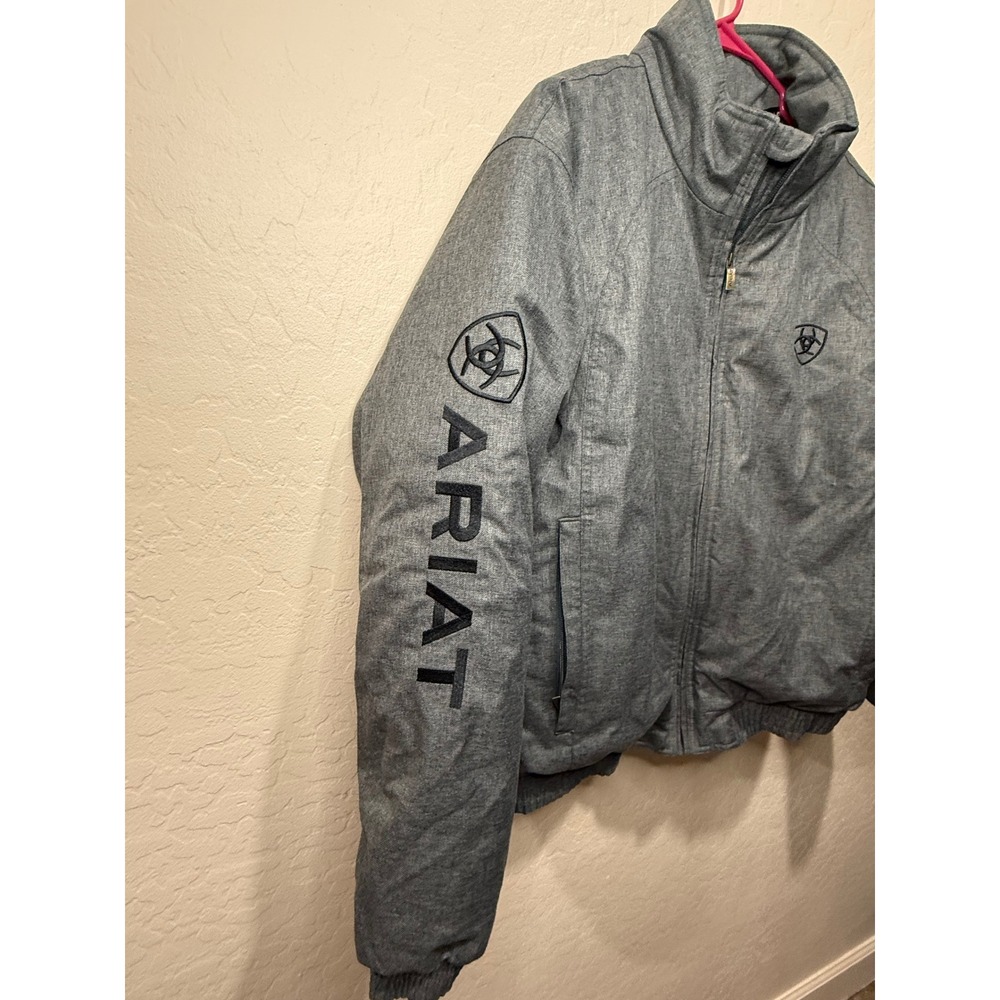 Ariat Mens Team Logo Jacket Heather Grey Full Zip XL Western Equestrian Coat - Picture 3 of 5